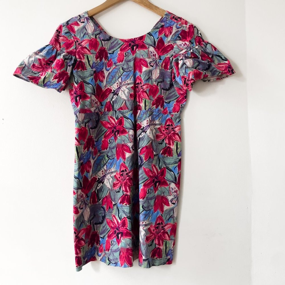 ZARA JACQUARD FLORAL MINI DRESS